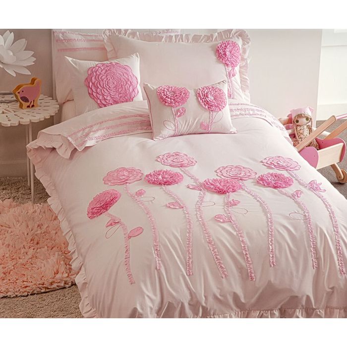 Golden Linens Twin Size 1 Quilt, 1 Sham Pink Light Pink Yellow Floral Kids Teens/Girls Quilt Bedspread 06-16 Girls 