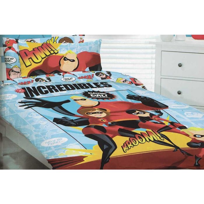 Disney Incredibles 2 Single Duvet Cover and Matching 100% Cotton Curtains Set 
