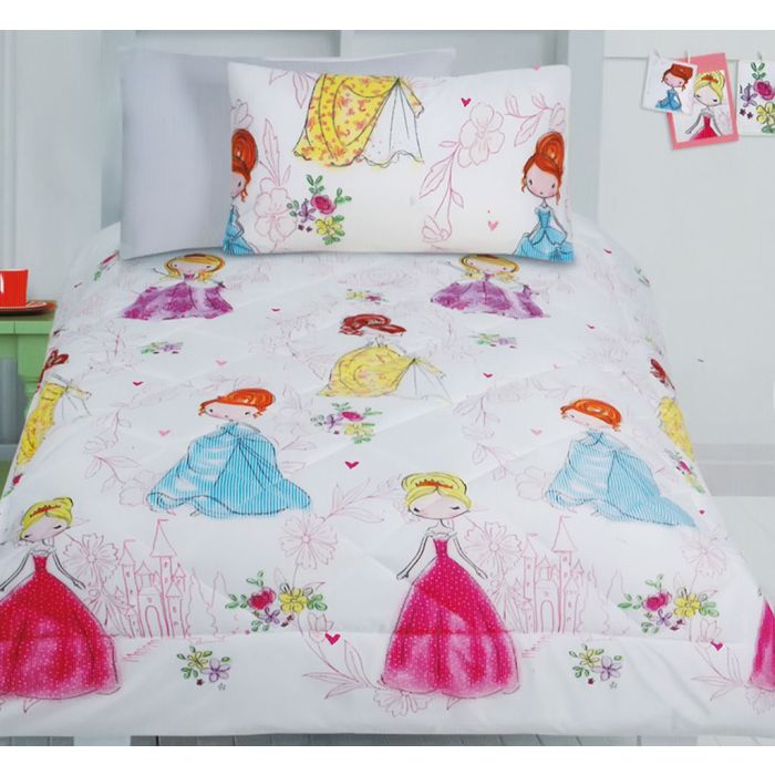 2 Pieces Lovely Pink Princess Comforter Set School Girls Bedding Set Bedspreads Quilts Set for Girls Kids Children Cotton Full Twin Pink Sofima Pattern