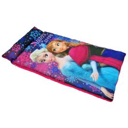 New Disney Frozen Elsa & Anna Slumber Sleeping Bag With Backpack Carry Tote VHTF 