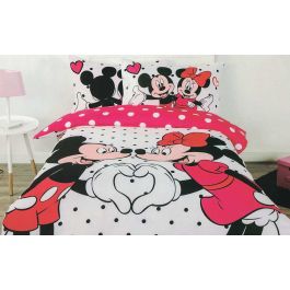 Double Bed Duvet Cover Set Minnie Mouse Love Hearts Reversible Bedding Set 