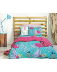 Flamingo Palm Quilt Cover Set