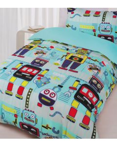 Cute cartoon like machines make fabulous robot themed bedding for kids of all ages, from toddlers to tweens.