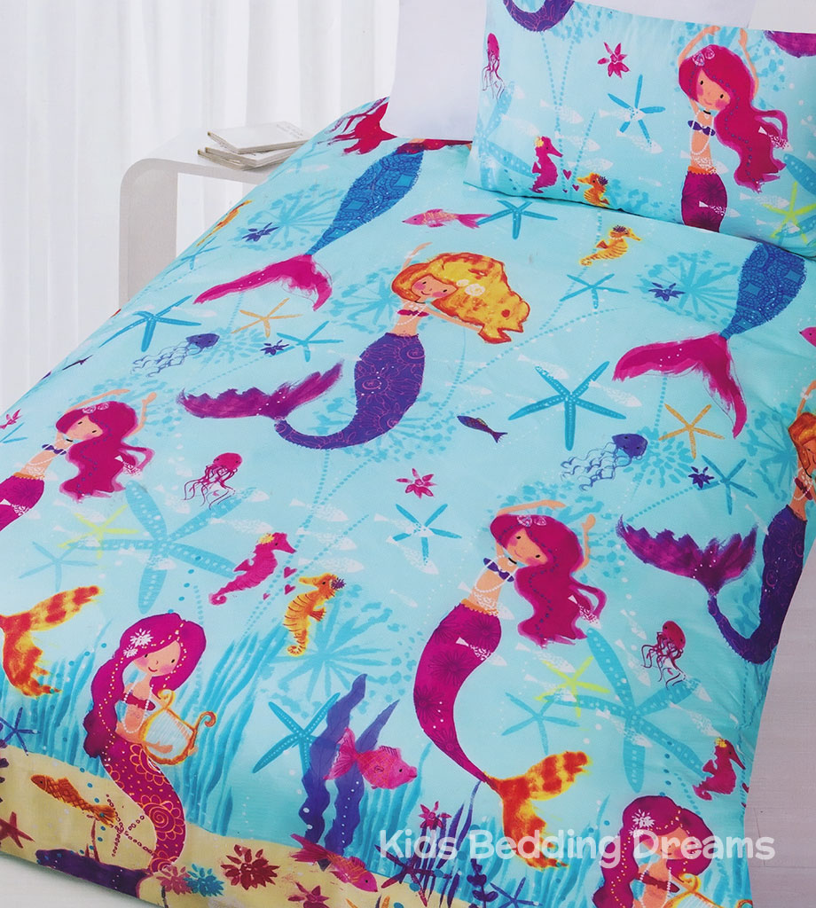 Navy Blue 3 Piece Decorative Quilted Bedspread Set with 2 Pillow Shams Ambesonne Mermaid Coverlet Queen Size Graphic Art Print of a Mermaid Girl on a Rock in The Sea Mythical Character