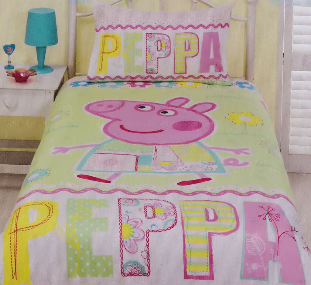 PEPPA PIG HOORAY SINGLE BED DUVET QUILT COVER SET REVERSIBLE KIDS BOY GIRL