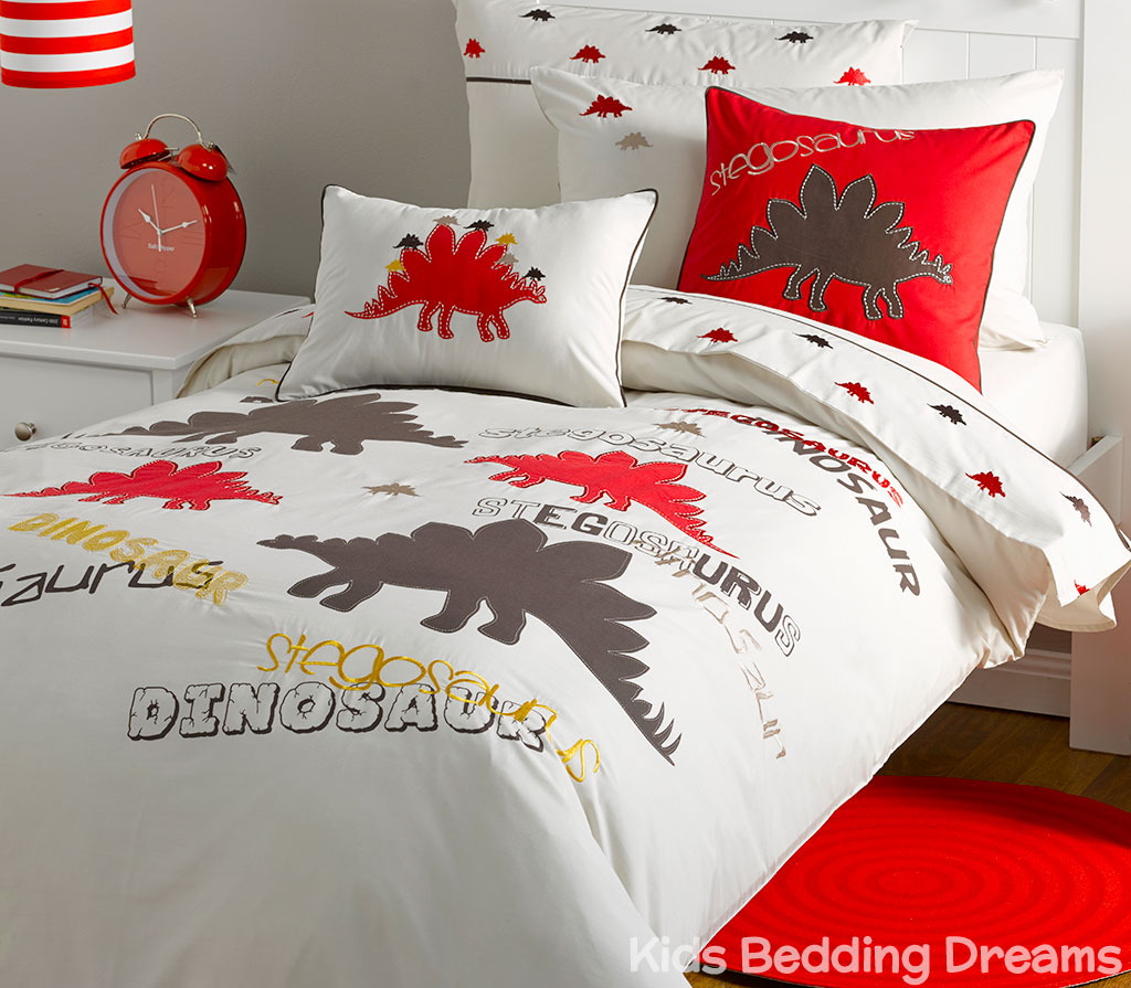 red dinosaur bedding